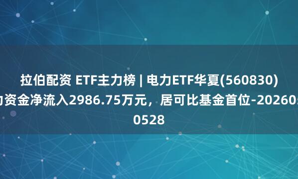 拉伯配资 ETF主力榜 | 电力ETF华夏(560830)主力资金净流入2986.75万元，居可比基金首位-20260528